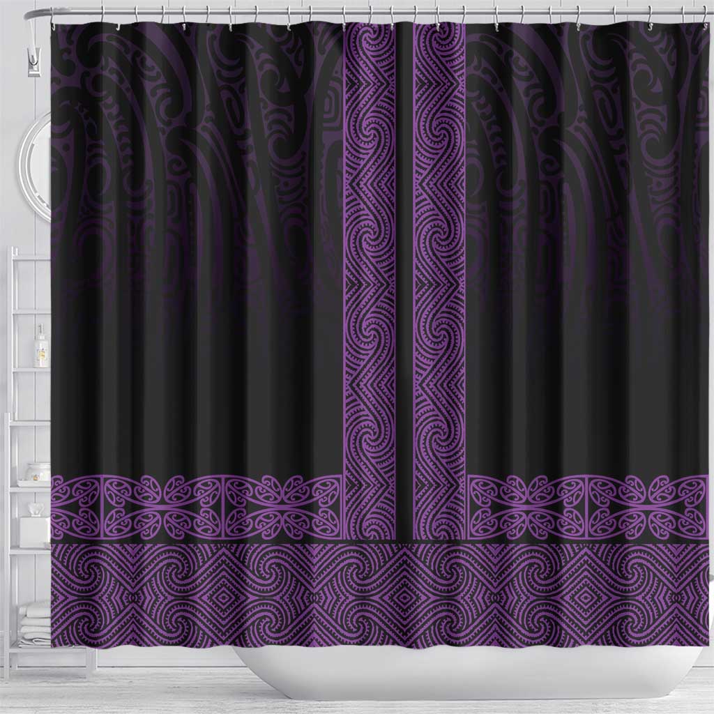 New Zealand Maori Kowhaiwhai Shower Curtain Waiporoporo Maui and Mangopare