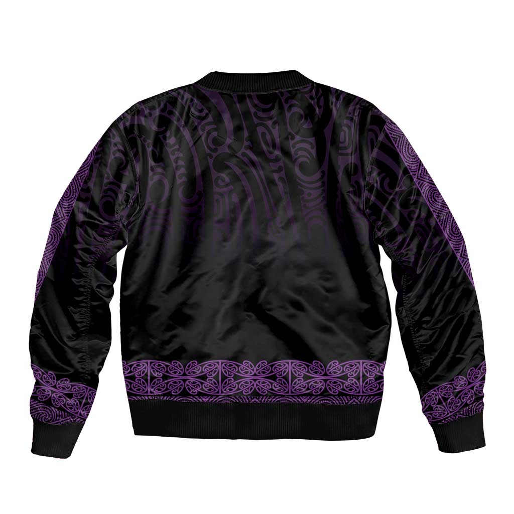 New Zealand Maori Kowhaiwhai Sleeve Zip Bomber Jacket Waiporoporo Maui and Mangopare