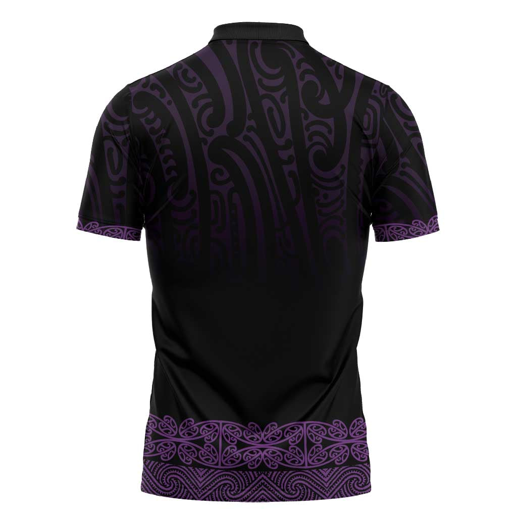 New Zealand Maori Kowhaiwhai Zipper Polo Shirt Waiporoporo Maui and Mangopare - Polynesian Pride