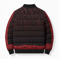 New Zealand Maori Kowhaiwhai Bomber Puffer Jacket Whero Maui and Mangopare - Polynesian Pride