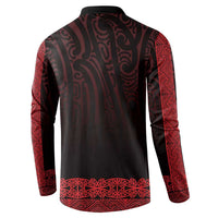 New Zealand Maori Kowhaiwhai Button Sweatshirt Whero Maui and Mangopare LT9 - Polynesian Pride