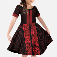 New Zealand Maori Kowhaiwhai Family Matching Off The Shoulder Long Sleeve Dress and Hawaiian Shirt Whero Maui and Mangopare