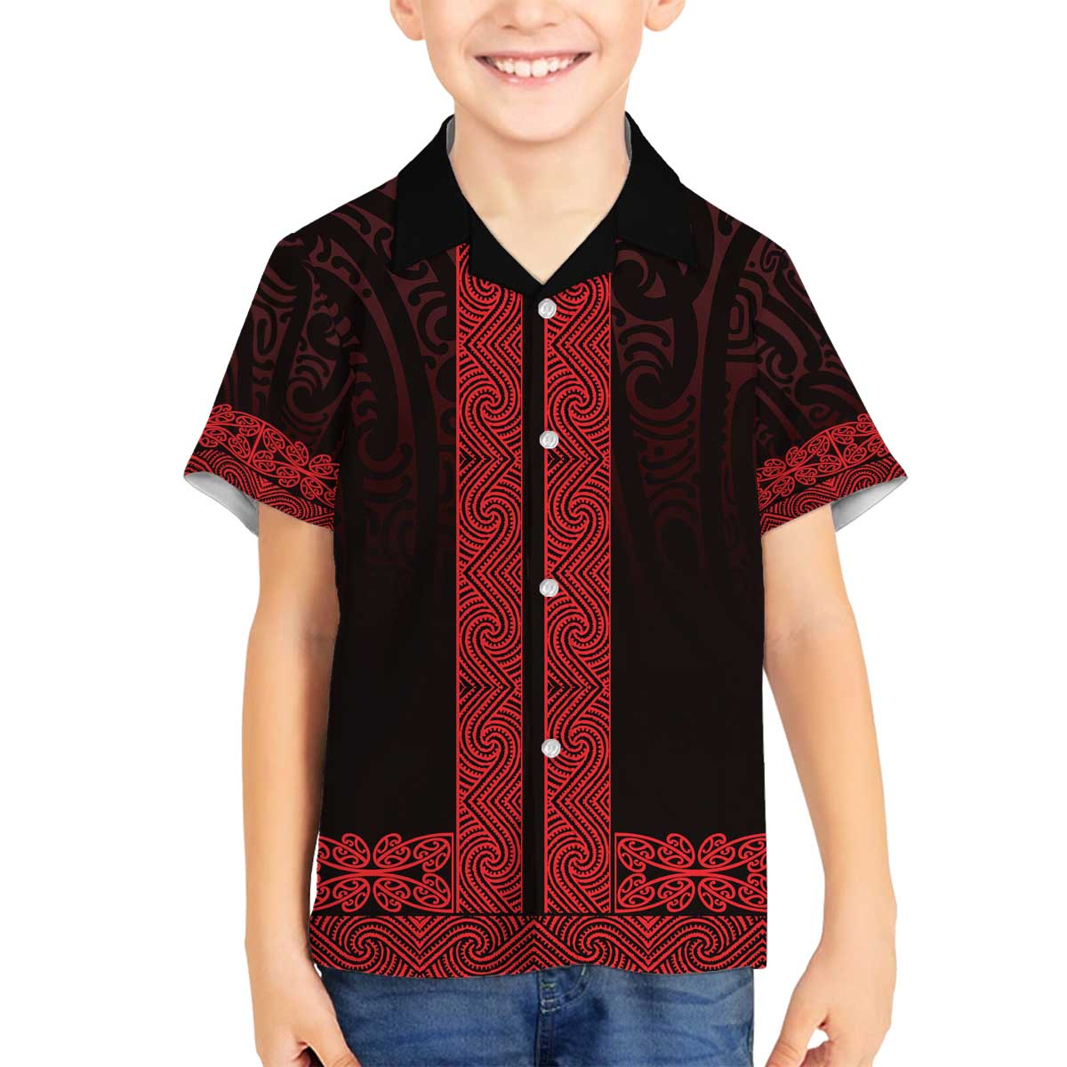 New Zealand Maori Kowhaiwhai Family Matching Off The Shoulder Long Sleeve Dress and Hawaiian Shirt Whero Maui and Mangopare