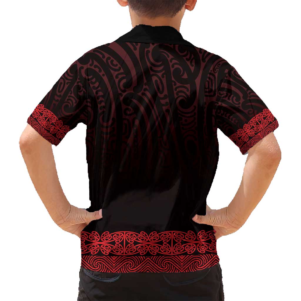 New Zealand Maori Kowhaiwhai Family Matching Off Shoulder Short Dress and Hawaiian Shirt Whero Maui and Mangopare