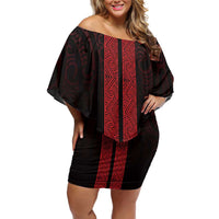 New Zealand Maori Kowhaiwhai Family Matching Off Shoulder Short Dress and Hawaiian Shirt Whero Maui and Mangopare