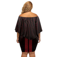 New Zealand Maori Kowhaiwhai Family Matching Off Shoulder Short Dress and Hawaiian Shirt Whero Maui and Mangopare