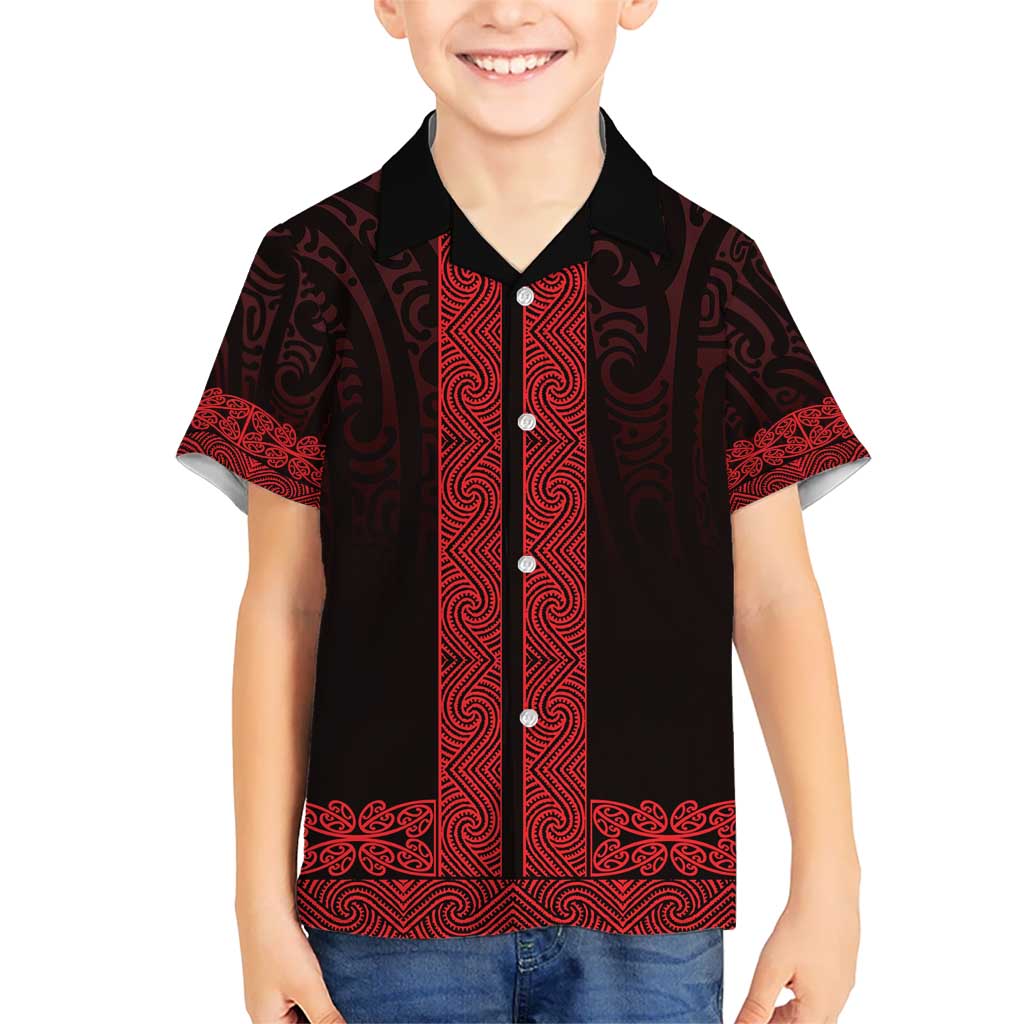 New Zealand Maori Kowhaiwhai Kid Hawaiian Shirt Whero Maui and Mangopare