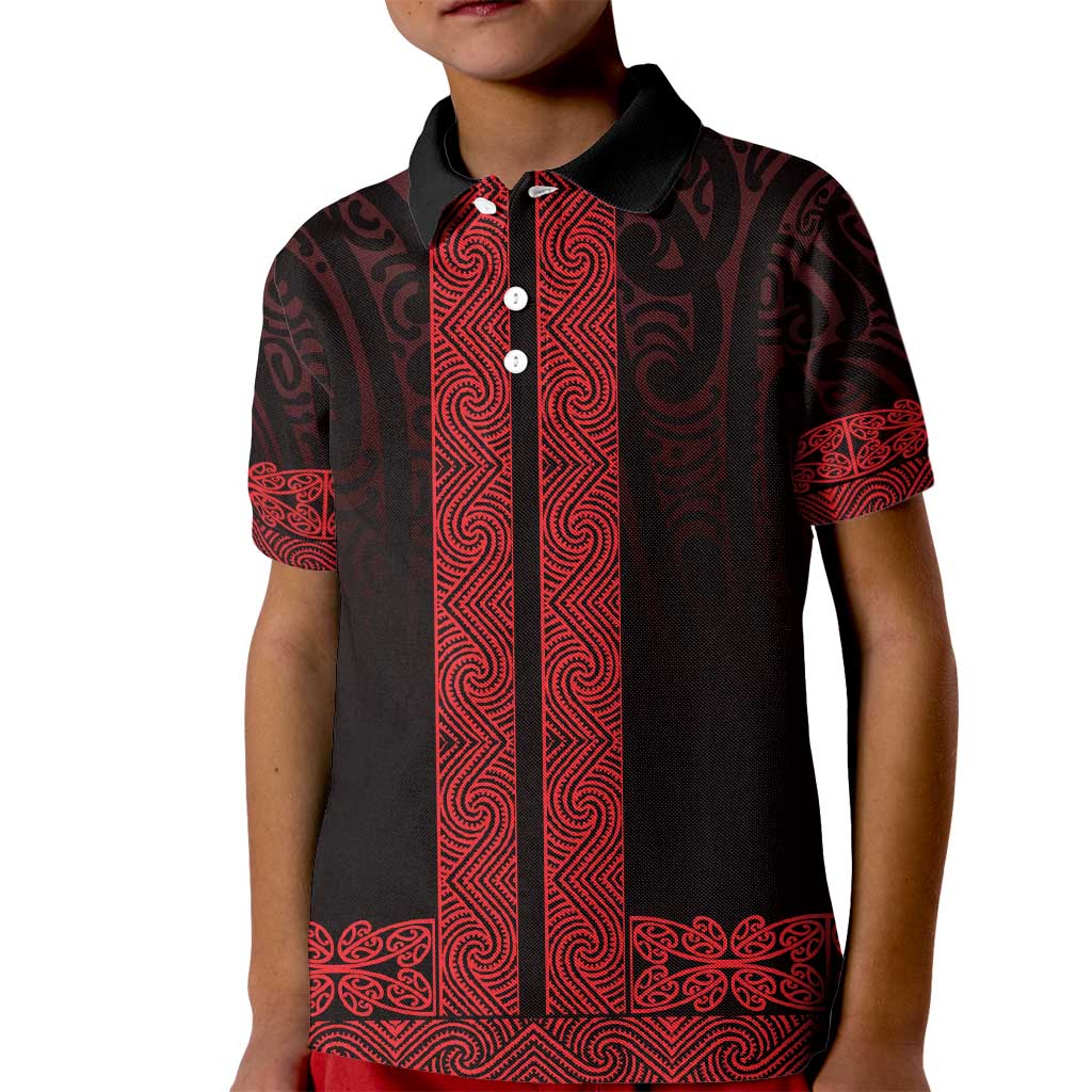 New Zealand Maori Kowhaiwhai Kid Polo Shirt Whero Maui and Mangopare