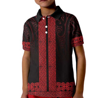 New Zealand Maori Kowhaiwhai Kid Polo Shirt Whero Maui and Mangopare