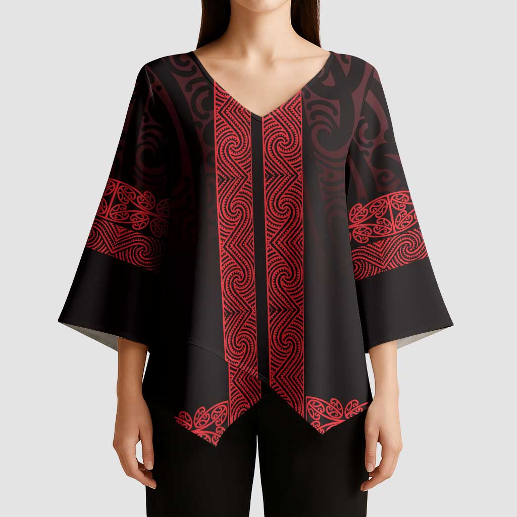 New Zealand Maori Kowhaiwhai Kimono Sleeve Blouse Whero Maui and Mangopare - Polynesian Pride