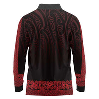 New Zealand Maori Kowhaiwhai Long Sleeve Polo Shirt Whero Maui and Mangopare