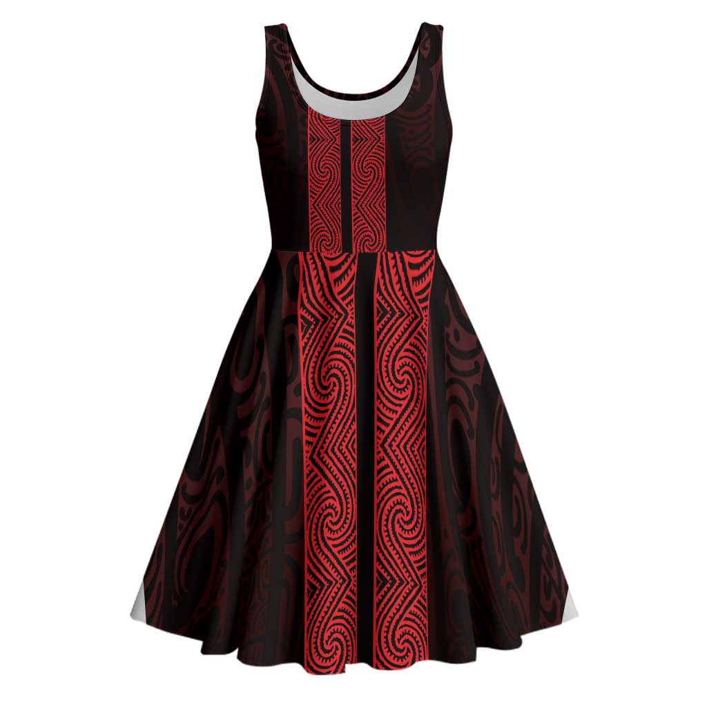 New Zealand Maori Kowhaiwhai Midi Dress Whero Maui and Mangopare - Polynesian Pride