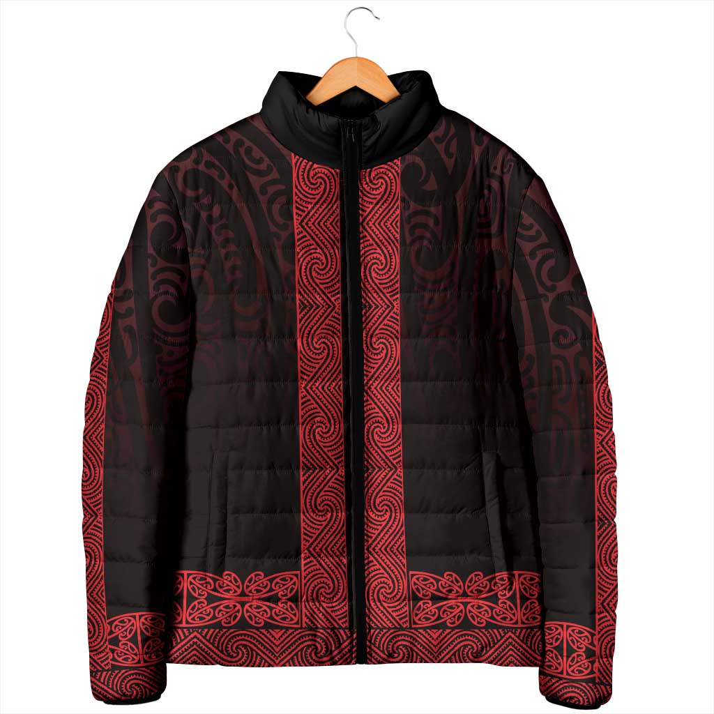 New Zealand Maori Kowhaiwhai Padded Jacket Whero Maui and Mangopare - Polynesian Pride