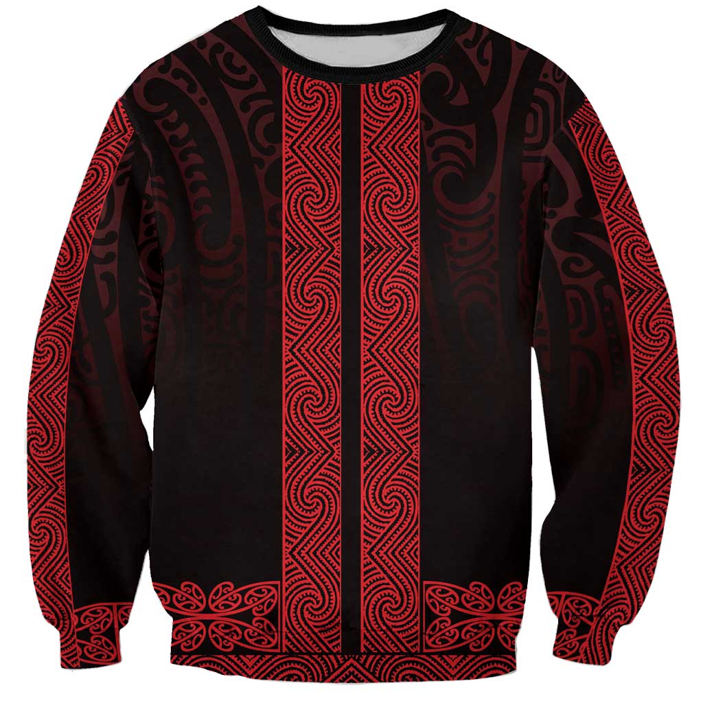 New Zealand Maori Kowhaiwhai Sweatshirt Whero Maui and Mangopare