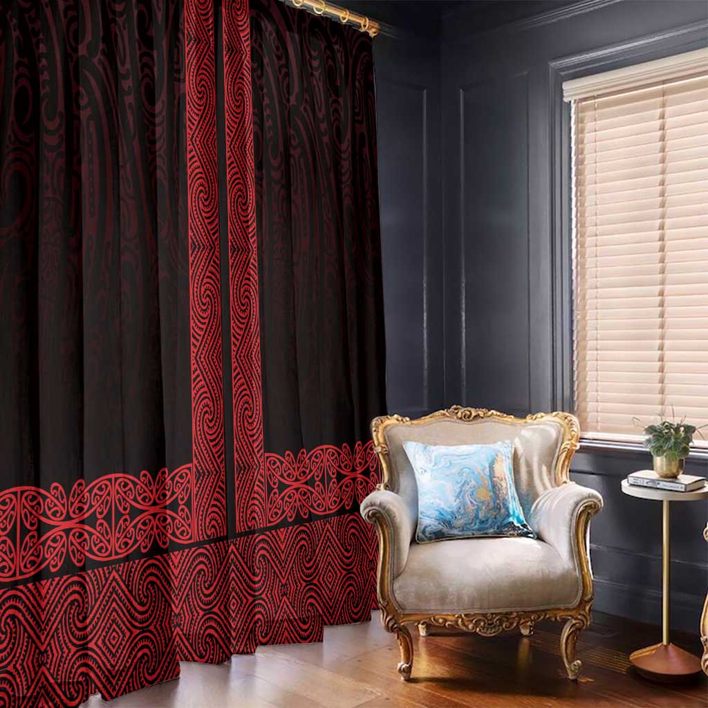 New Zealand Maori Kowhaiwhai Window Curtain Whero Maui and Mangopare