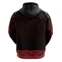 New Zealand Maori Kowhaiwhai Zip Hoodie Whero Maui and Mangopare