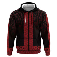 New Zealand Maori Kowhaiwhai Zip Hoodie Whero Maui and Mangopare