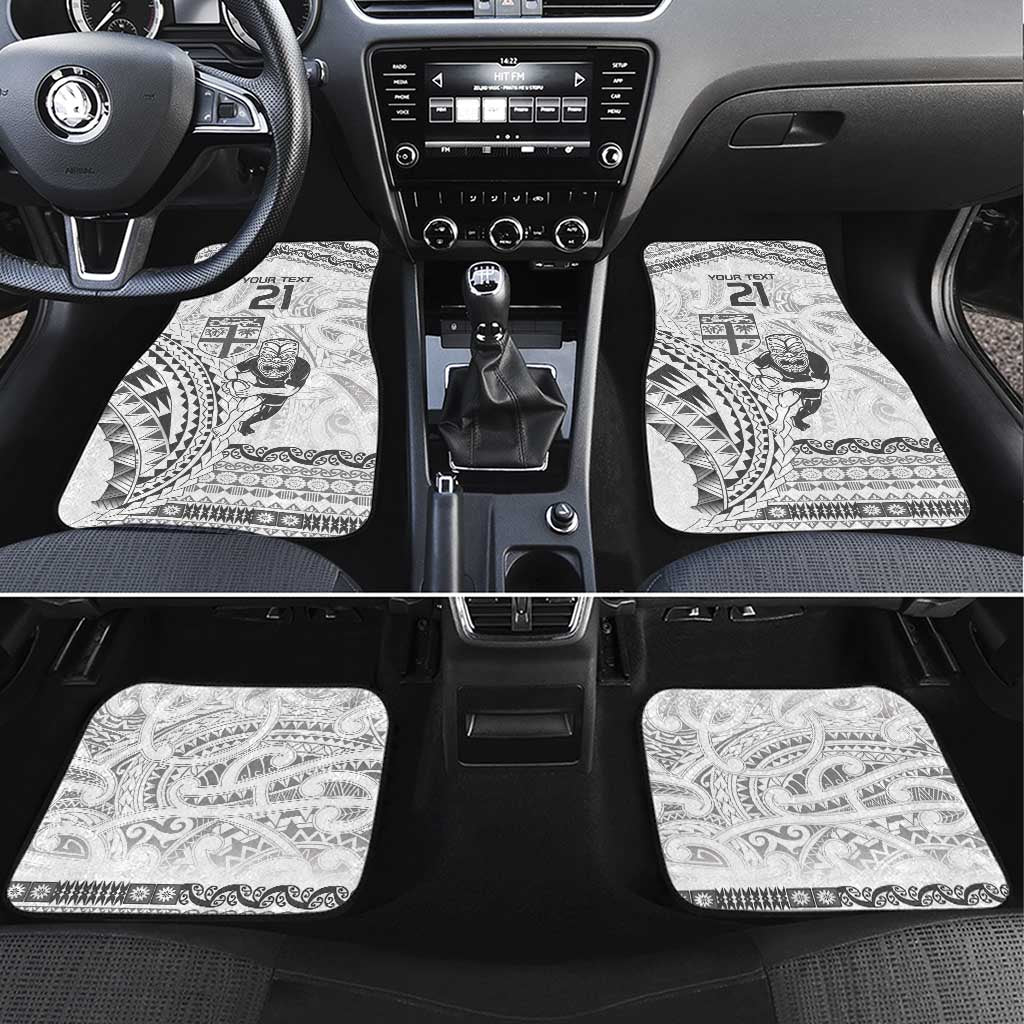 Custom Fiji Black Fern Car Mats Maori Warroir with Fijian Masi Pattern