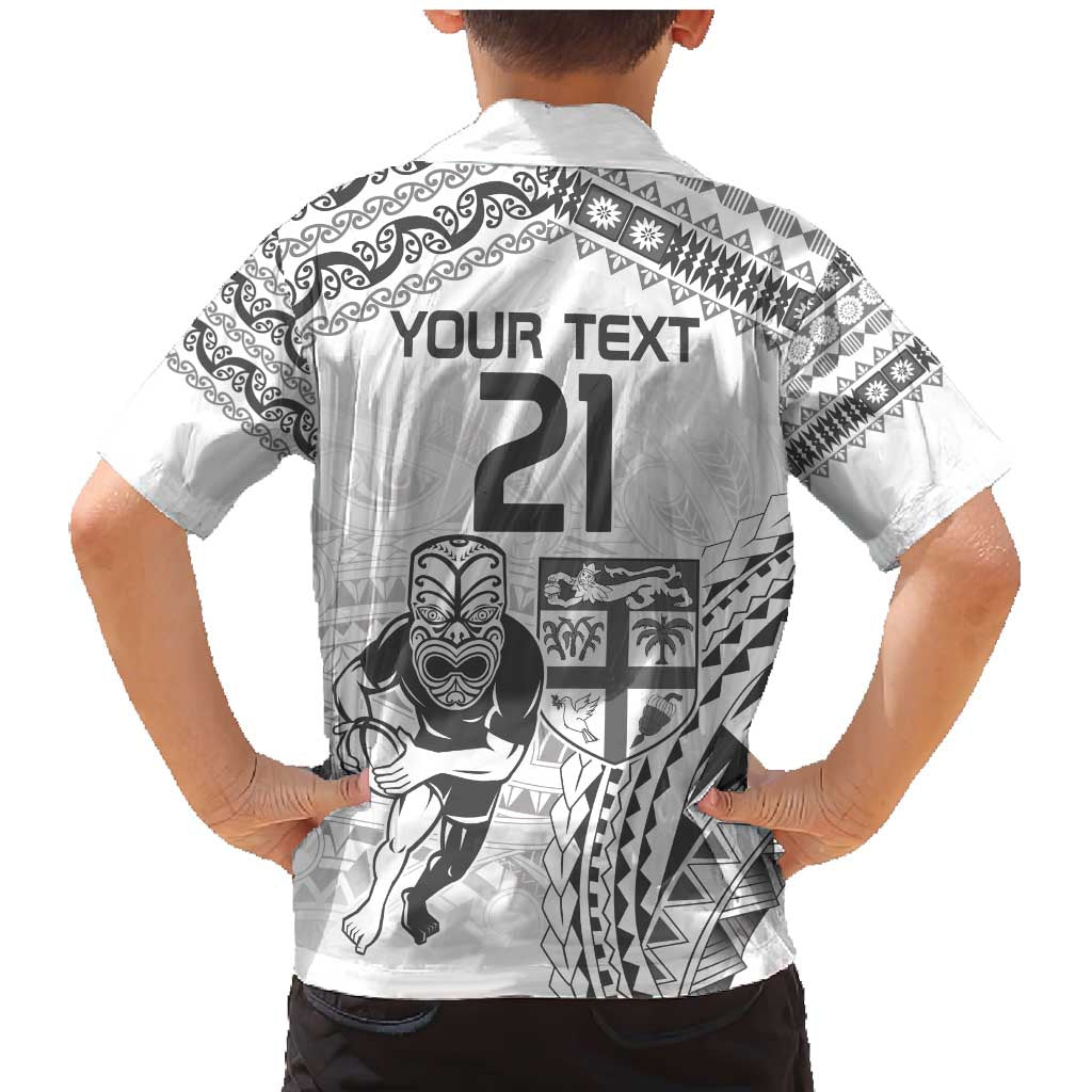 Custom Fiji Black Fern Family Matching Mermaid Dress and Hawaiian Shirt Maori Warroir with Fijian Masi Pattern