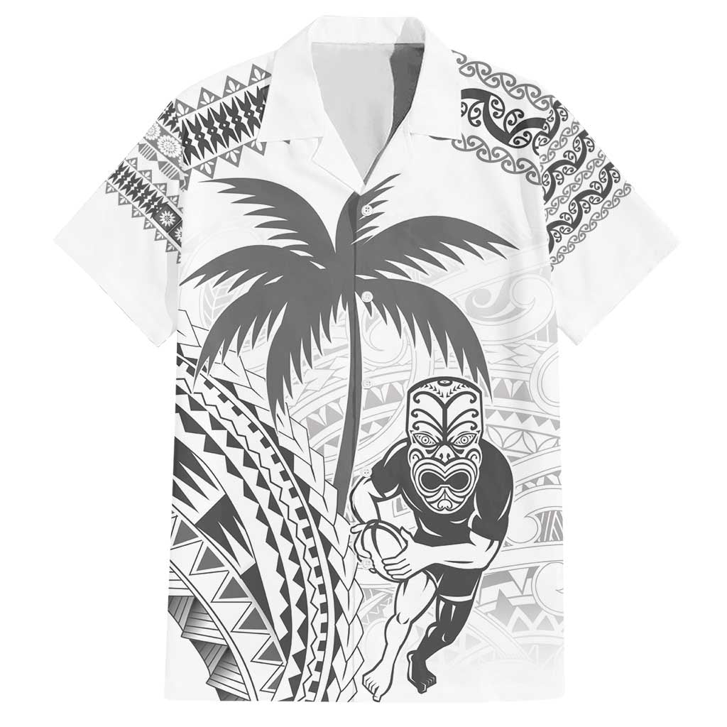 Custom Fiji Black Fern Hawaiian Shirt Maori Warroir with Fijian Masi Pattern