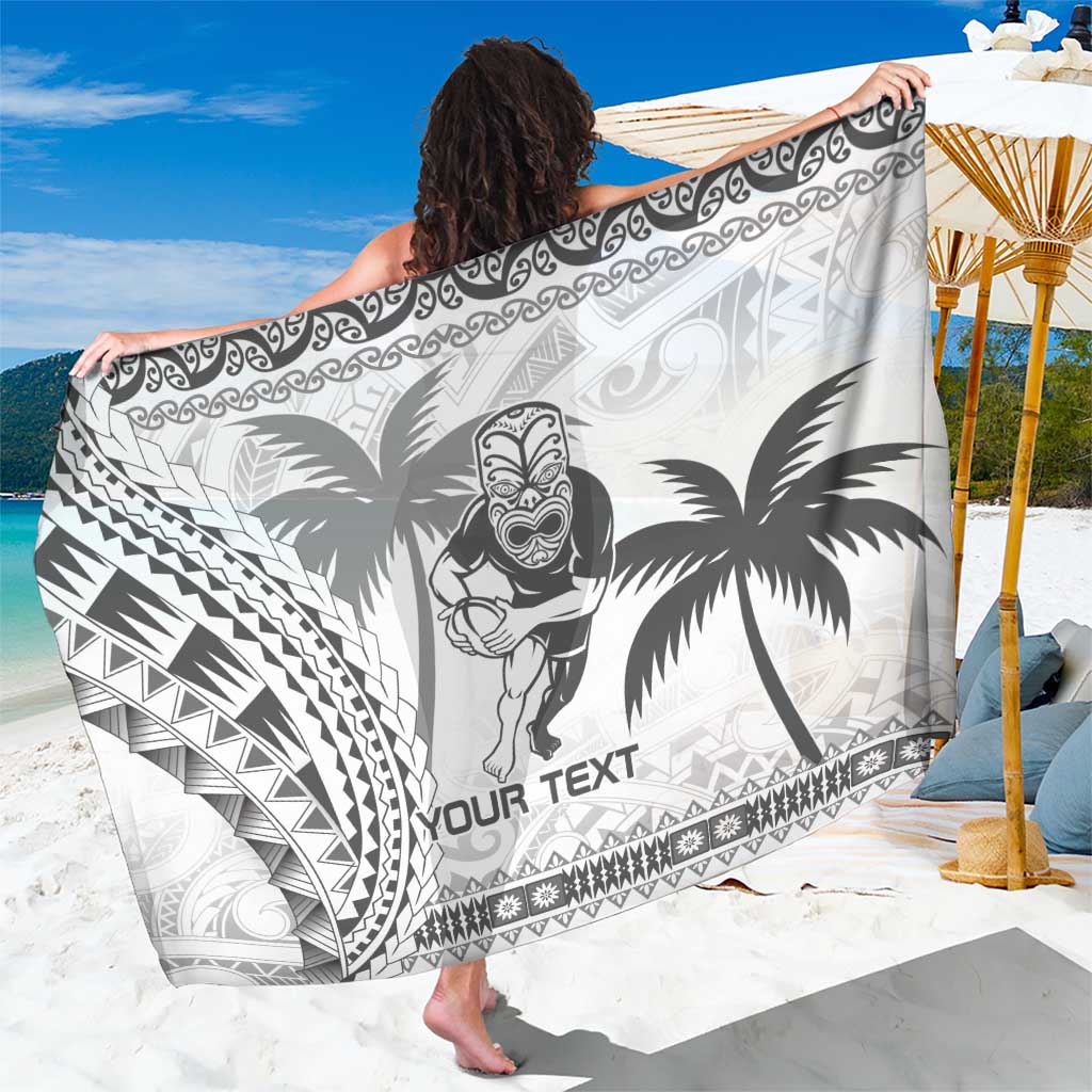 Custom Fiji Black Fern Sarong Maori Warroir with Fijian Masi Pattern