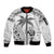 Custom Fiji Black Fern Sleeve Zip Bomber Jacket Maori Warroir with Fijian Masi Pattern