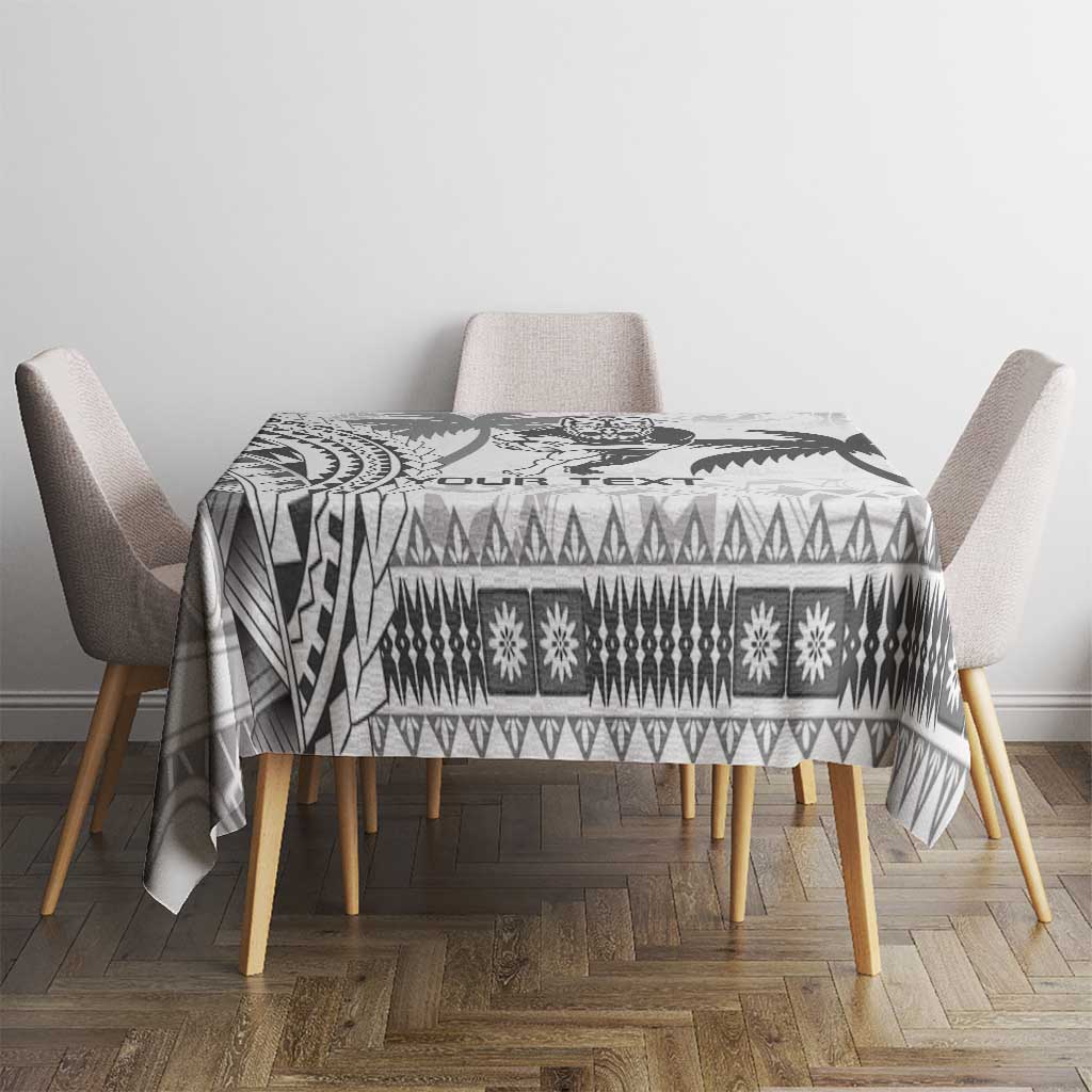 Custom Fiji Black Fern Tablecloth Maori Warroir with Fijian Masi Pattern