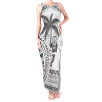 Custom Fiji Black Fern Tank Maxi Dress Maori Warroir with Fijian Masi Pattern