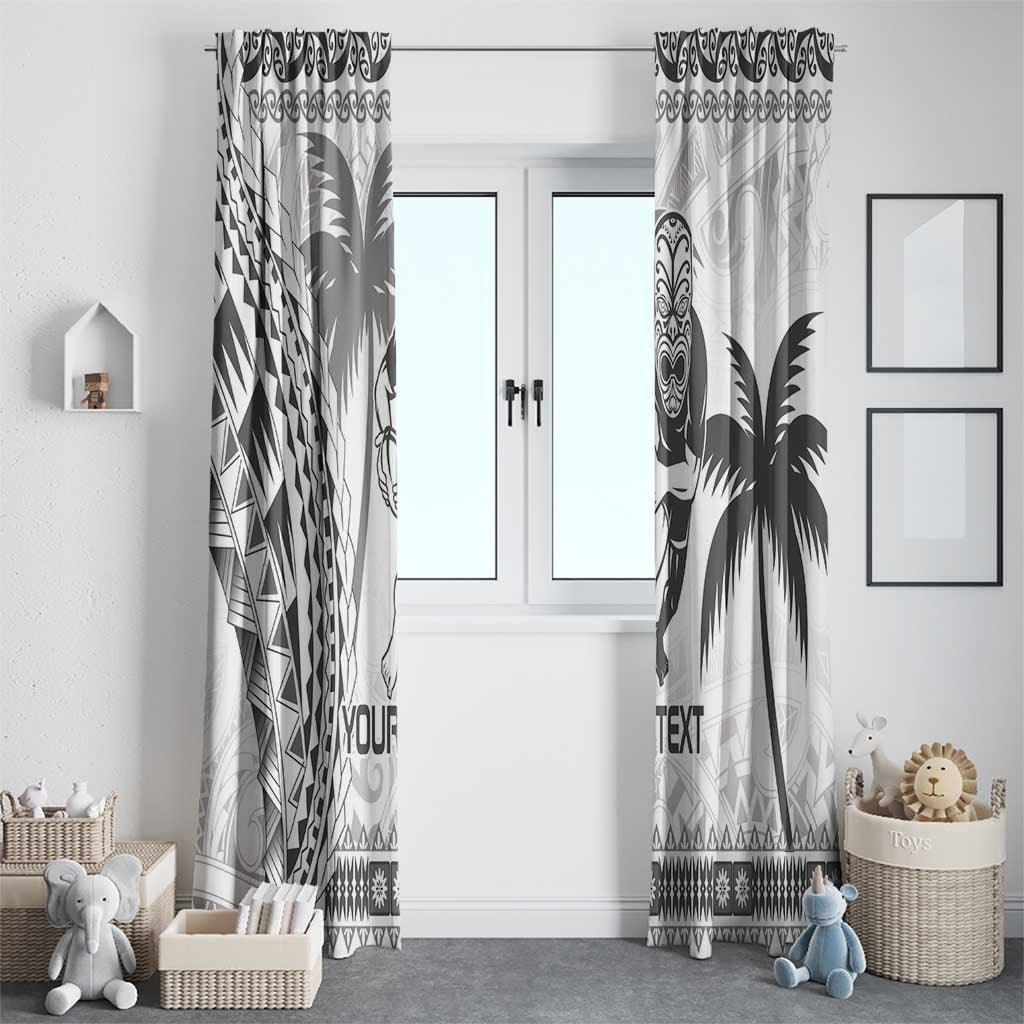 Custom Fiji Black Fern Window Curtain Maori Warroir with Fijian Masi Pattern
