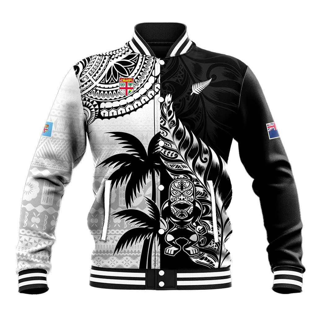 Custom Fiji New Zealand Baseball Jacket Maori mix Tapa Pattern Version