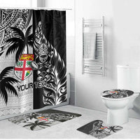 Fiji New Zealand Rugby Personalised Bathroom Set Maori and Tapa Pattern - Polynesian Pride