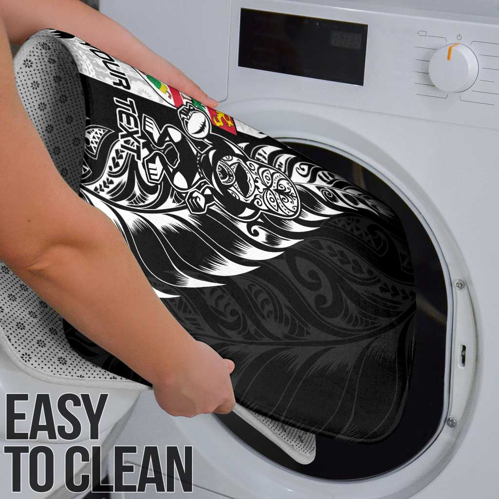 Fiji New Zealand Rugby Personalised Bathroom Set Maori and Tapa Pattern - Polynesian Pride