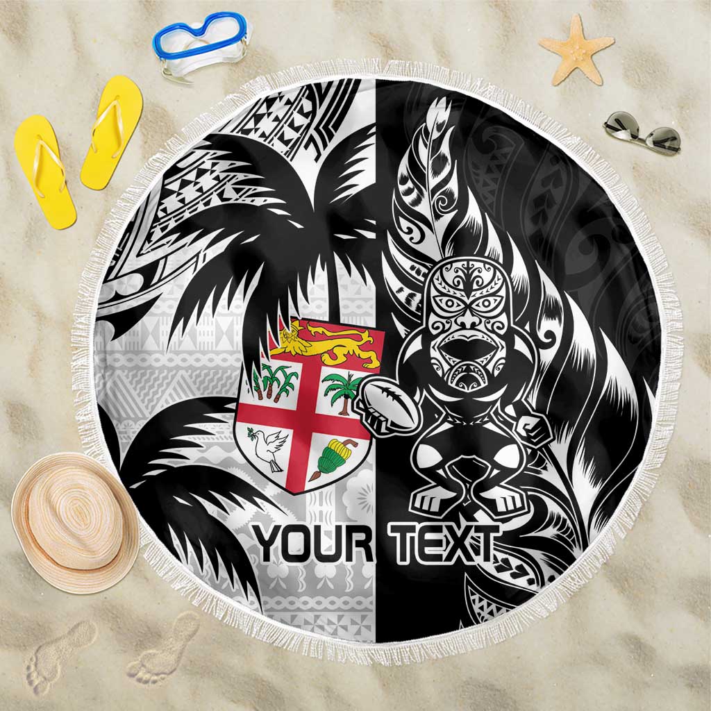 Custom Fiji New Zealand Beach Blanket Maori mix Tapa Pattern Version