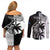 Custom Fiji New Zealand Couples Matching Off Shoulder Short Dress and Long Sleeve Button Shirt Maori mix Tapa Pattern Version