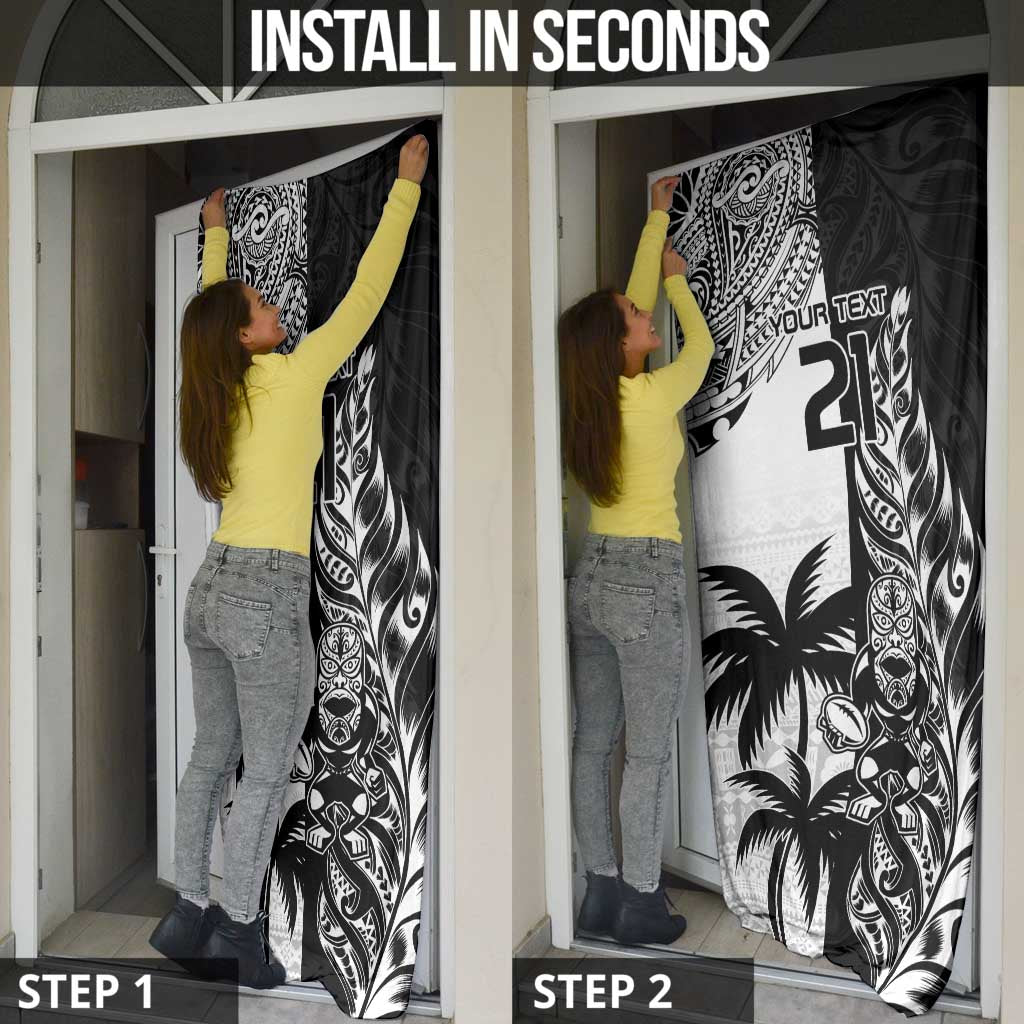 Fiji New Zealand Rugby Personalised Door Cover Maori and Tapa Pattern - Polynesian Pride