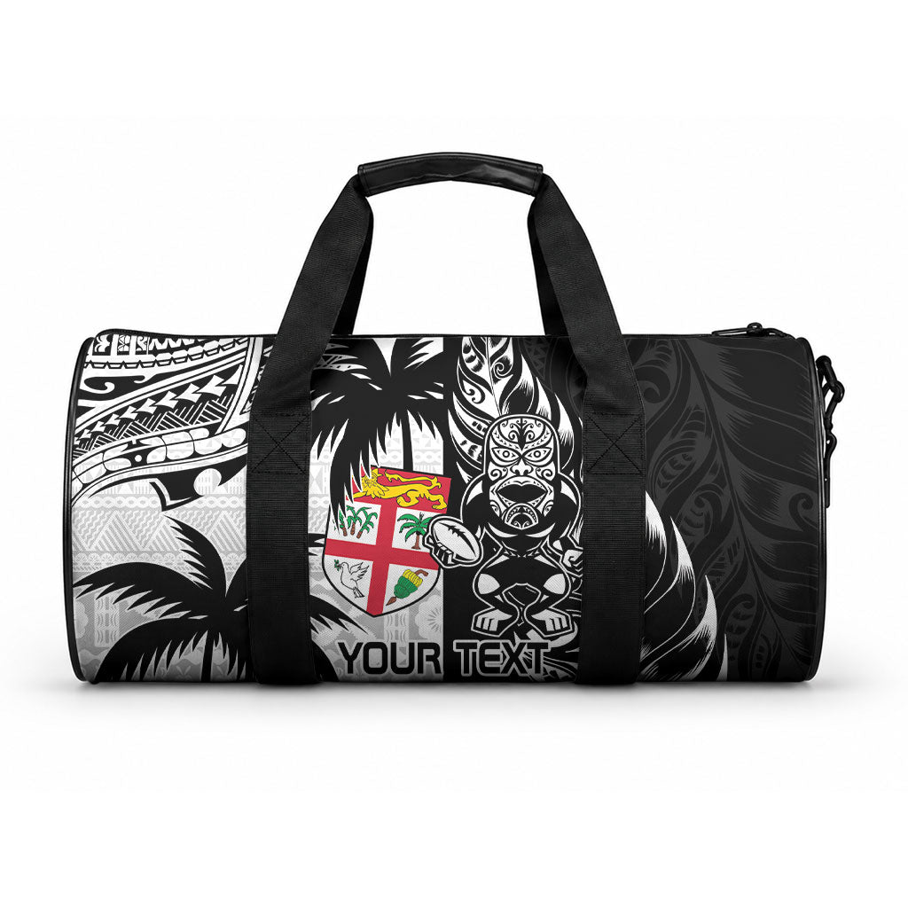 Custom Fiji New Zealand Duffle Bag Maori mix Tapa Pattern Version LT9 One size Black - Polynesian Pride