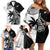 Custom Fiji New Zealand Family Matching Off Shoulder Short Dress and Hawaiian Shirt Maori mix Tapa Pattern Version