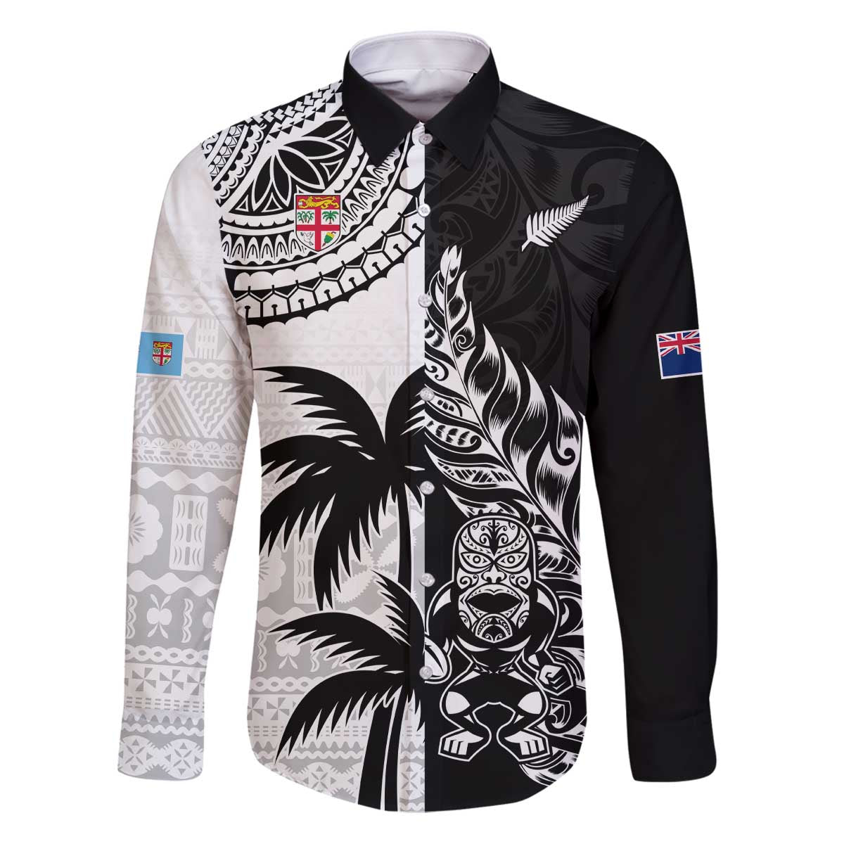 Custom Fiji New Zealand Family Matching Puletasi and Hawaiian Shirt Maori mix Tapa Pattern Version