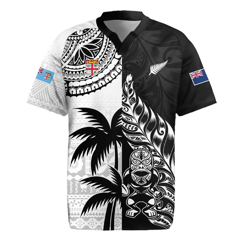 Custom Fiji New Zealand Rugby Jersey Maori mix Tapa Pattern Version