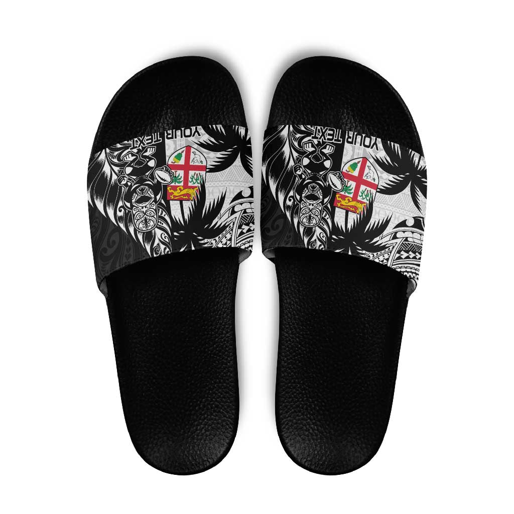 Fiji New Zealand Rugby Personalised Slide Sandals Maori and Tapa Pattern - Polynesian Pride