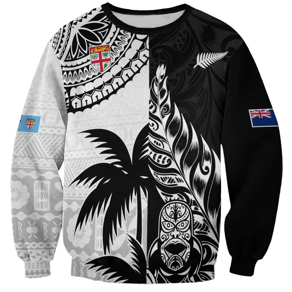 Custom Fiji New Zealand Sweatshirt Maori mix Tapa Pattern Version