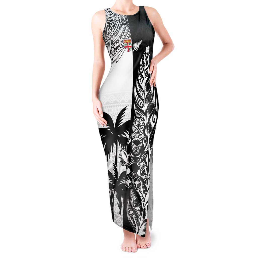 Custom Fiji New Zealand Tank Maxi Dress Maori mix Tapa Pattern Version