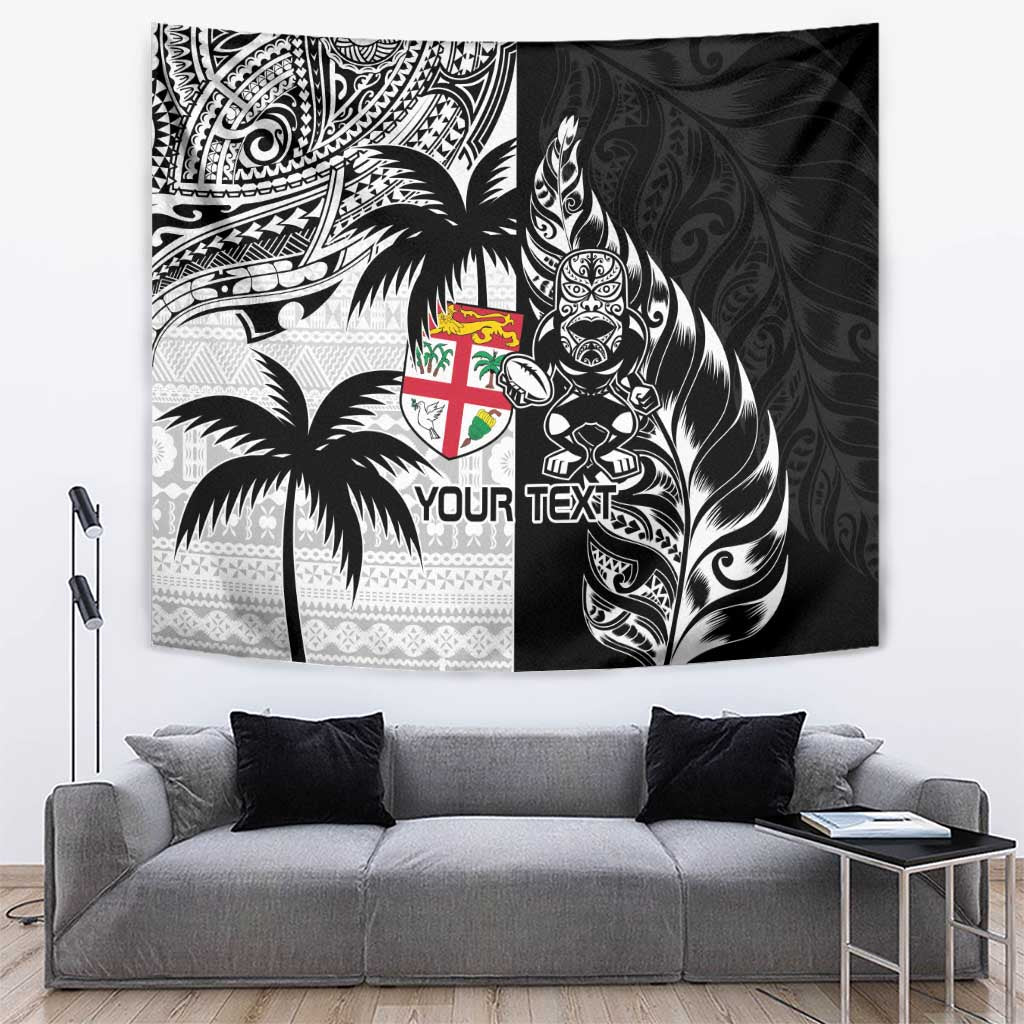 Custom Fiji New Zealand Tapestry Maori mix Tapa Pattern Version