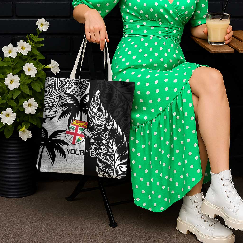 Fiji New Zealand Rugby Personalised Tote Bag Maori and Tapa Pattern - Polynesian Pride