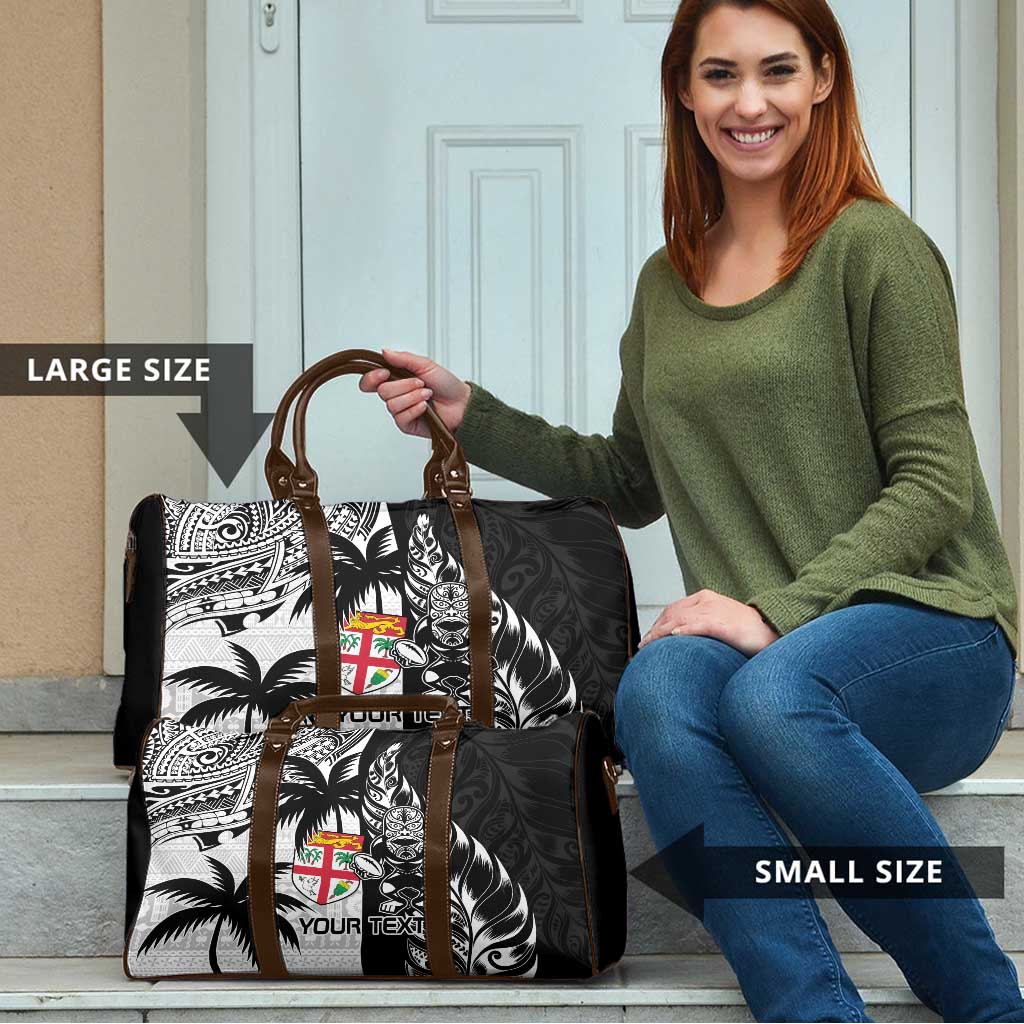 Fiji New Zealand Rugby Personalised Travel Bag Maori and Tapa Pattern - Polynesian Pride