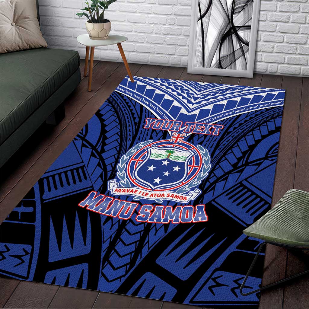 Custom Manu Samoa Sevens Rugby Area Rug Samoan Tribal Tattoo