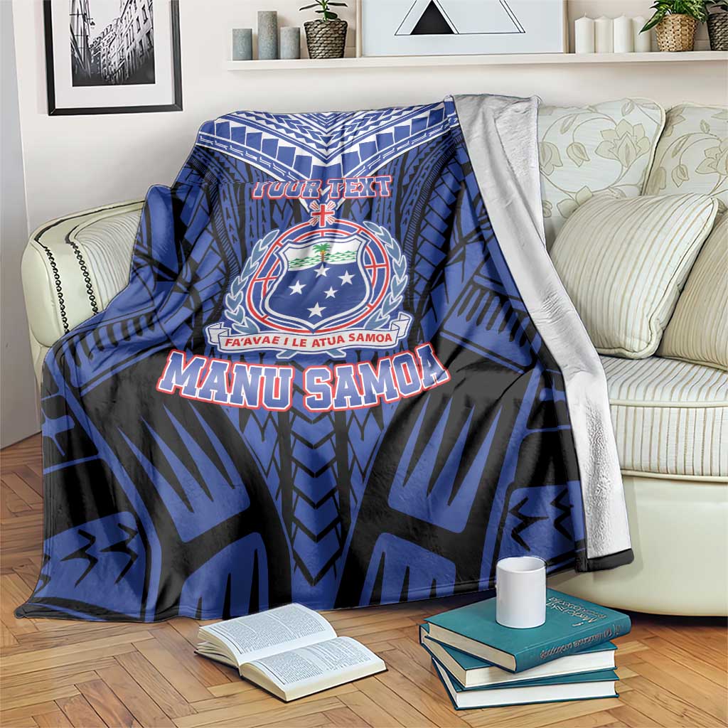 Custom Manu Samoa Sevens Rugby Blanket Samoan Tribal Tattoo