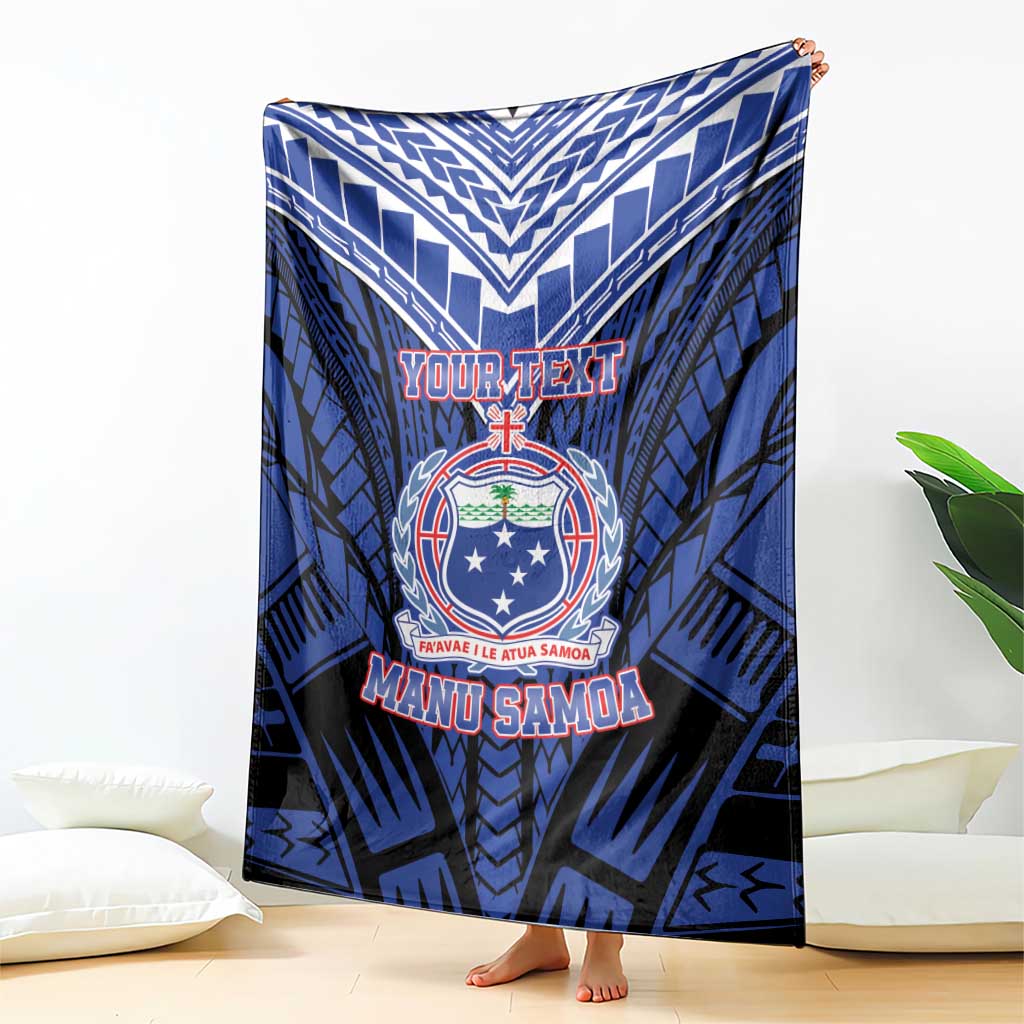 Custom Manu Samoa Sevens Rugby Blanket Samoan Tribal Tattoo