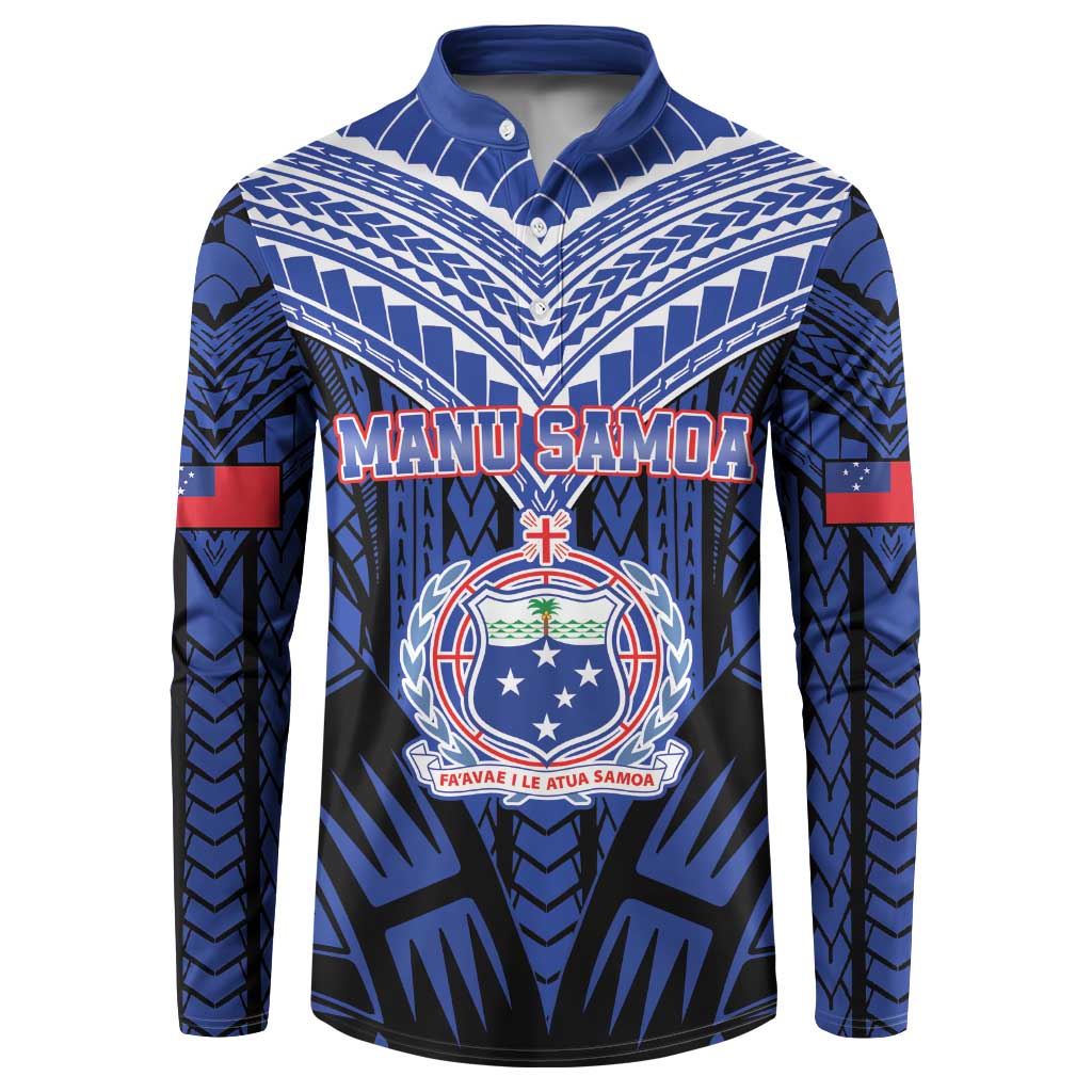 Custom Manu Samoa Sevens Rugby Button Sweatshirt Samoan Tribal Tattoo