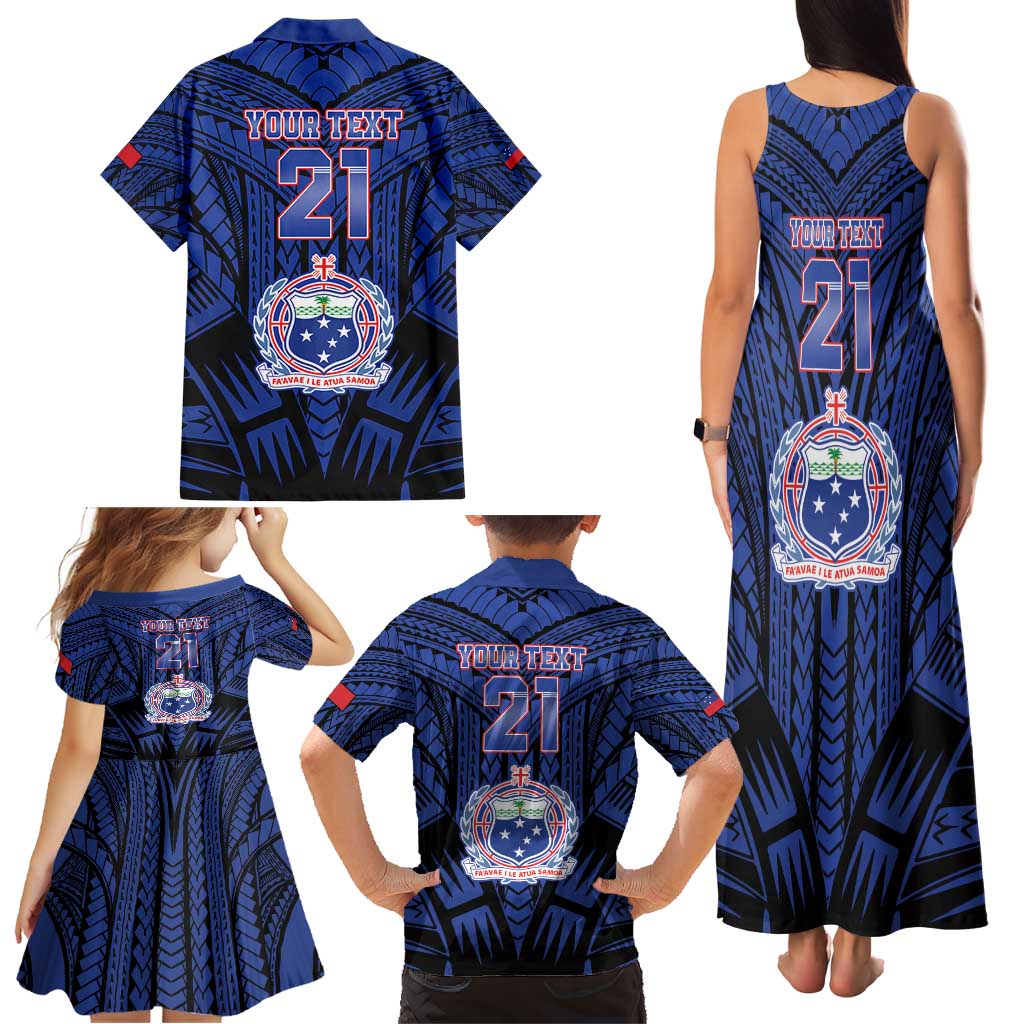 Custom Manu Samoa Sevens Rugby Family Matching Tank Maxi Dress and Hawaiian Shirt Samoan Tribal Tattoo